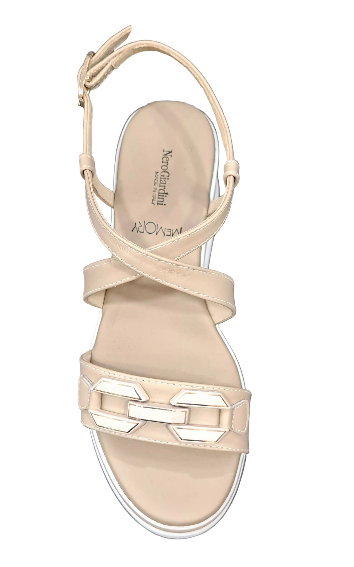 SANDALI ZEPPA NEROGIARDINI PELLE BEIGE