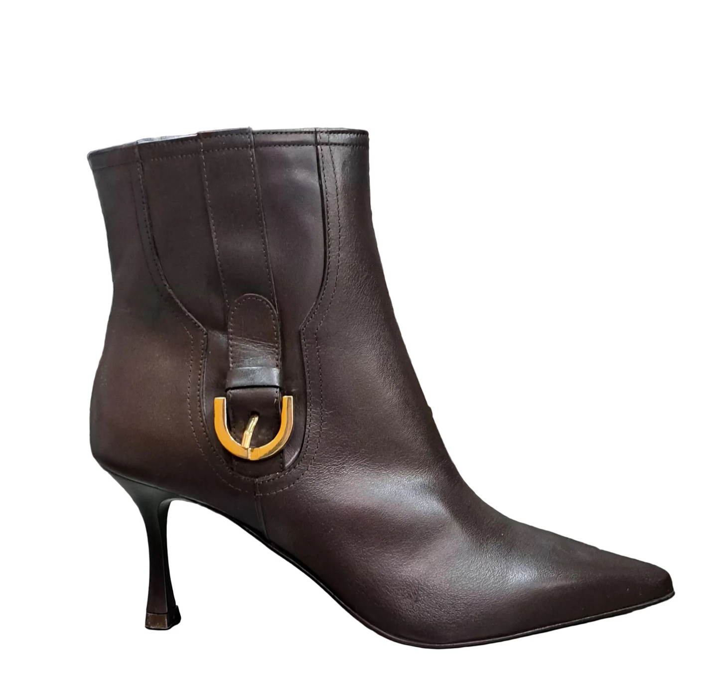STIVALETTI PELLE FIBBIA GOLD ALBANO MORO
