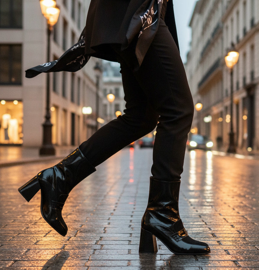 STIVALETTI PELLE DETTAGLIO CONTRASTO