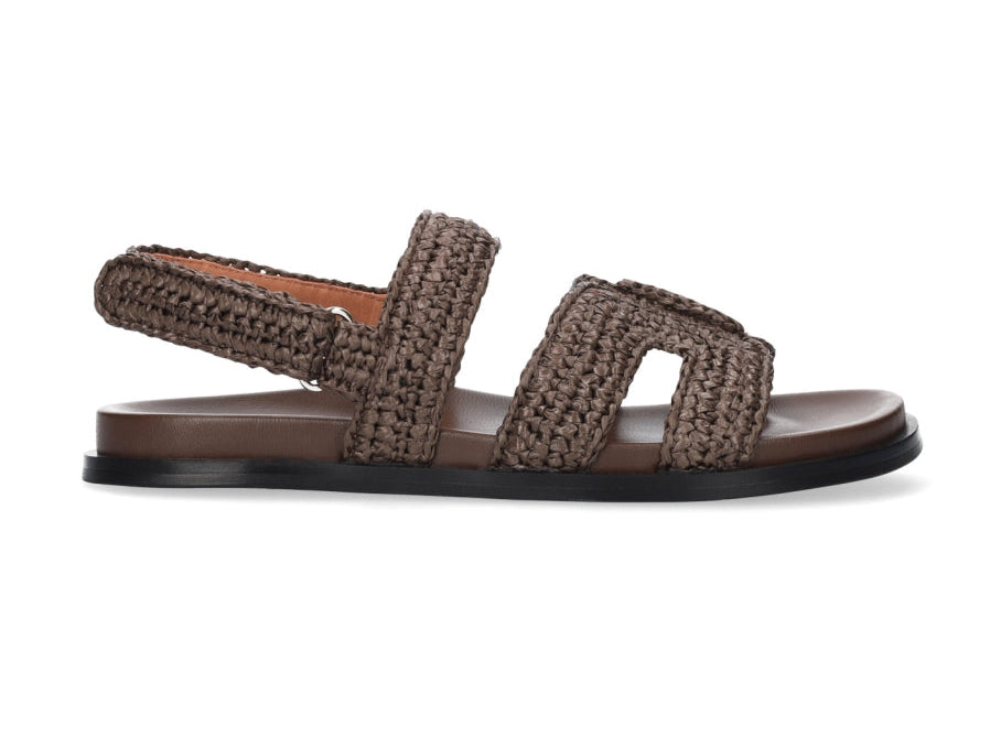 SANDALI MINDY BIBI LOU TESSUTO INTRECCIATO MARRONE