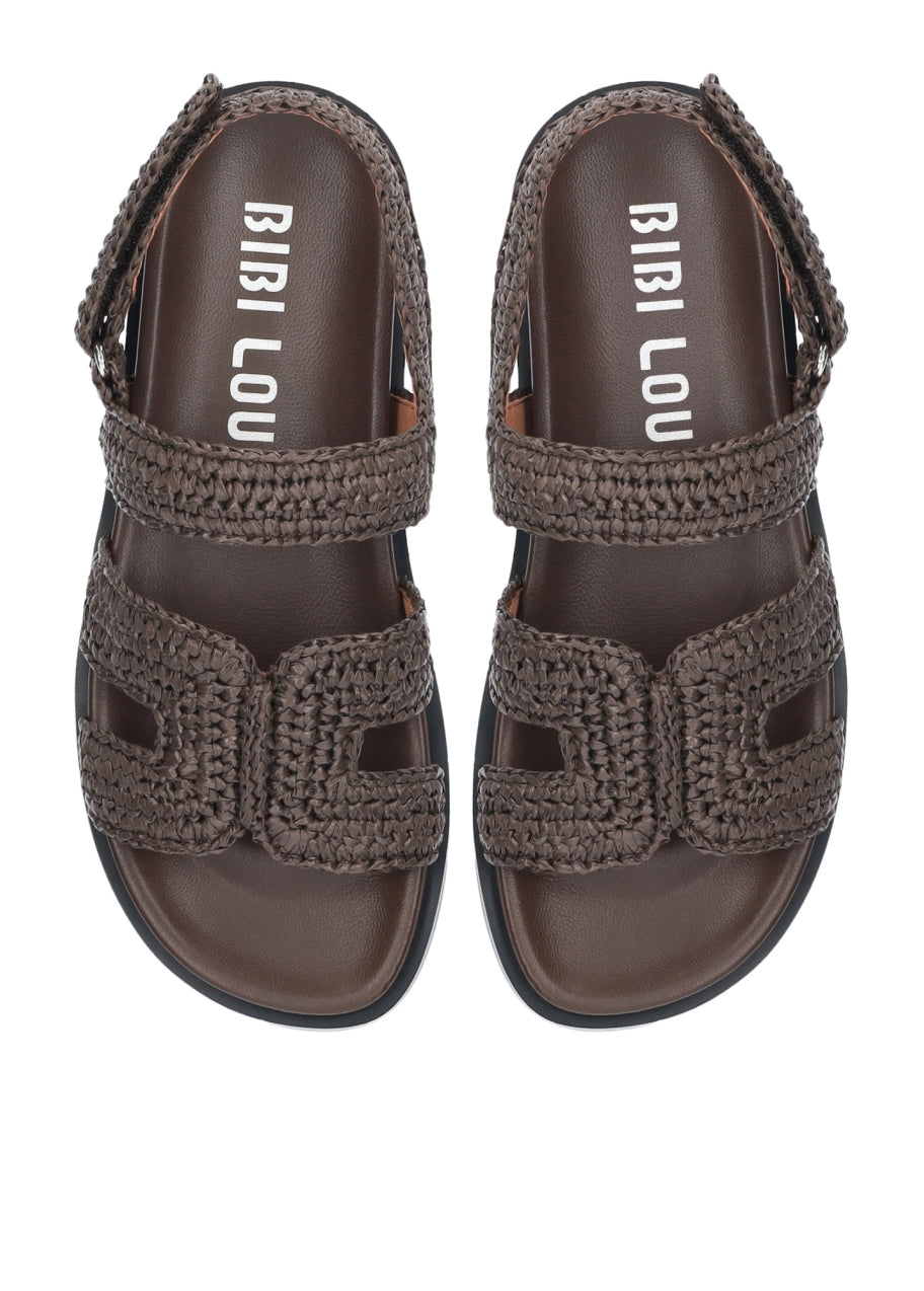 SANDALI MINDY BIBI LOU TESSUTO INTRECCIATO MARRONE