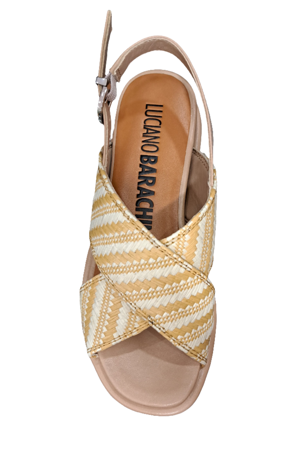 SANDALI RAFIA BICOLOR FASCE LUCIANO BARACHINI NUDE