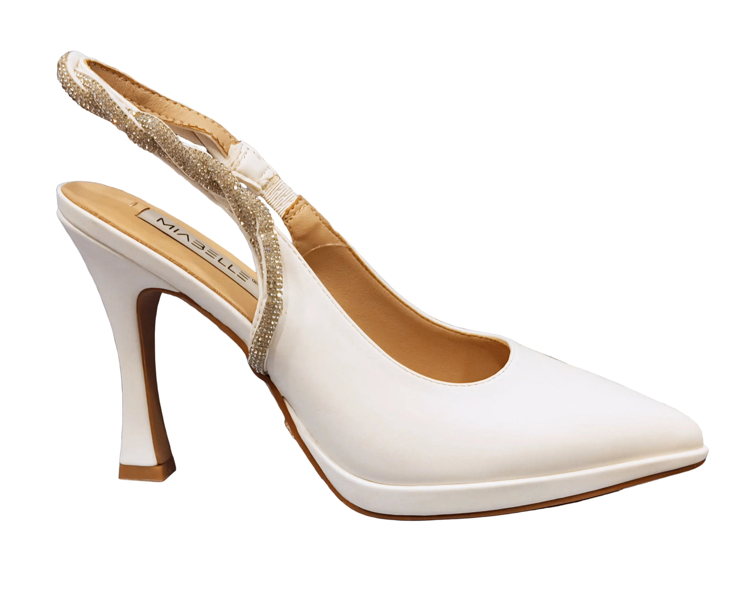 DECOLLETE' MIABELLE SLINGBACK PLATEAU STRASS BIANCO