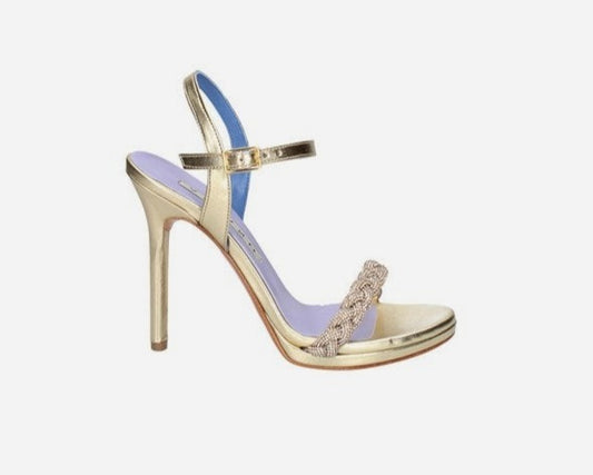 SANDALI PLATINO TRECCIA STRASS