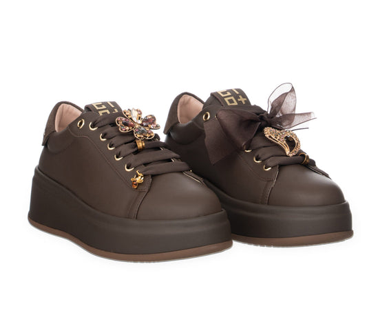 SNEAKERS PELLE GIO+ MARRONE CHARMS