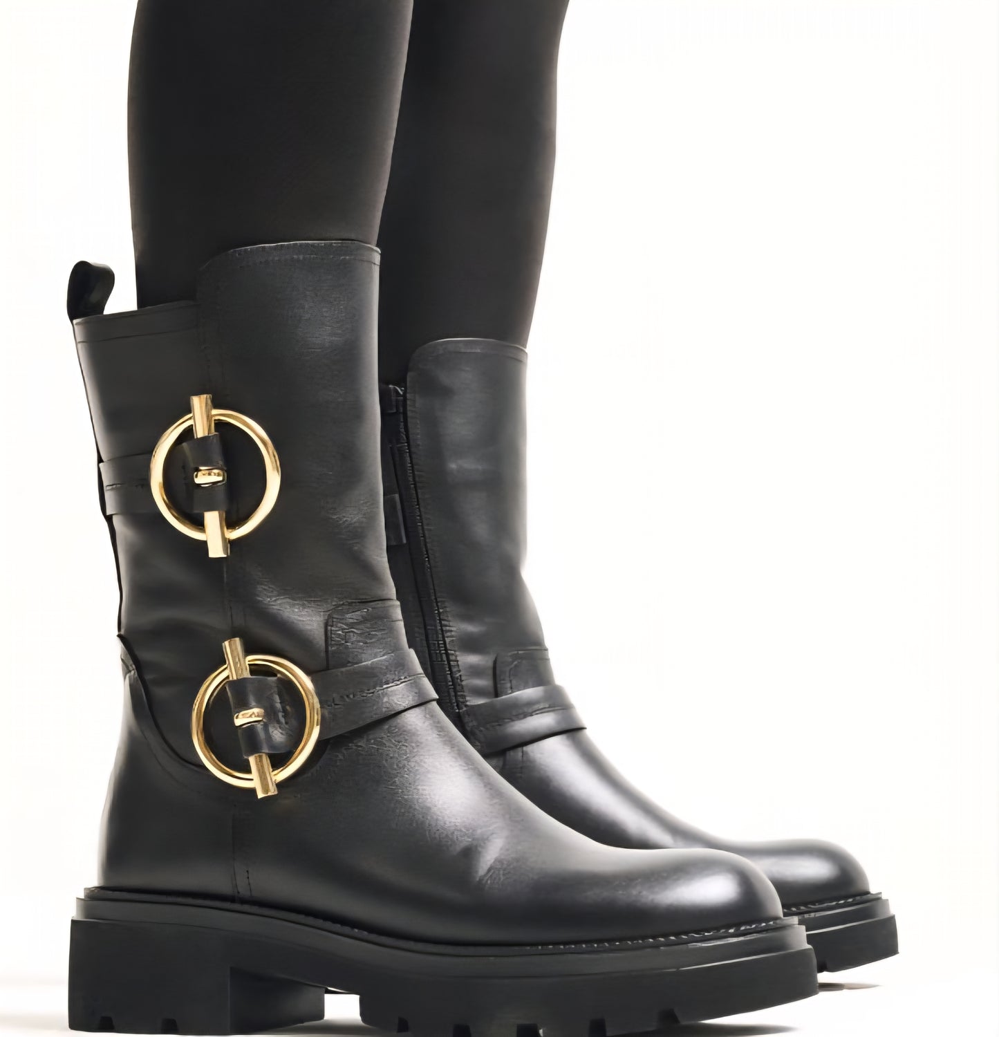 STIVALI PELLE APPLICAZIONE METALLICA ALBANO NERO