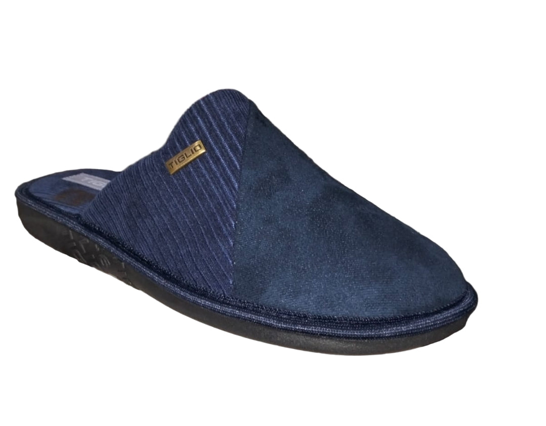 PANTOFOLE CALDO TESSUTO TIGLIO BLU
