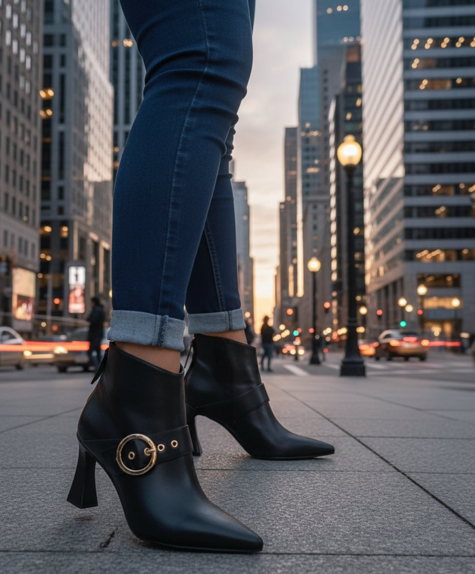 STIVALETTI NERI ALBANO MAXI FIBBIA