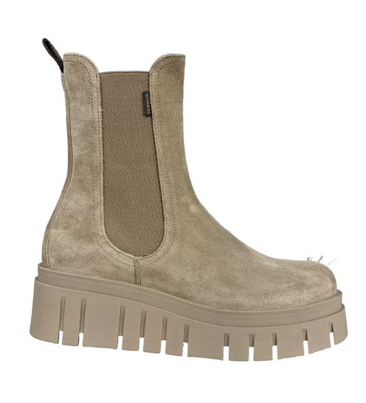 TRONCHETTI CHELSEA PELLE SCAMOSCIATA NEROGIARDINI ARGILLA