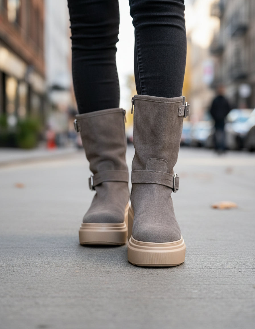 STIVALI PELLE SCAMOSCIATA JANET&JANET TAUPE