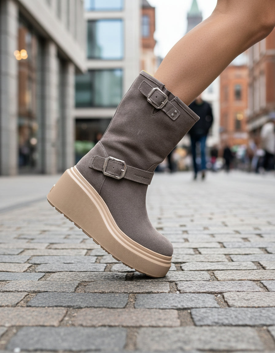 STIVALI PELLE SCAMOSCIATA JANET&JANET TAUPE