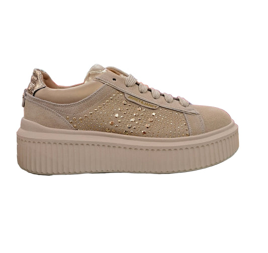 SNEAKERS IN PELLE SCAMOSCIATA JANET&JANET MICROSTRASS BEIGE