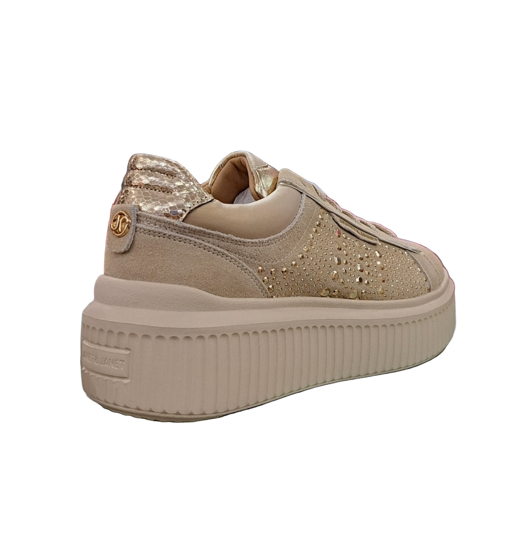SNEAKERS IN PELLE SCAMOSCIATA JANET&JANET MICROSTRASS BEIGE