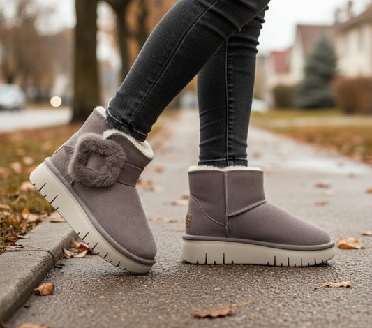 STIVALETTI IN PELLE SCAMOSCIATA CHOT GRUNLAND ECOPELLICCIA GLICINE