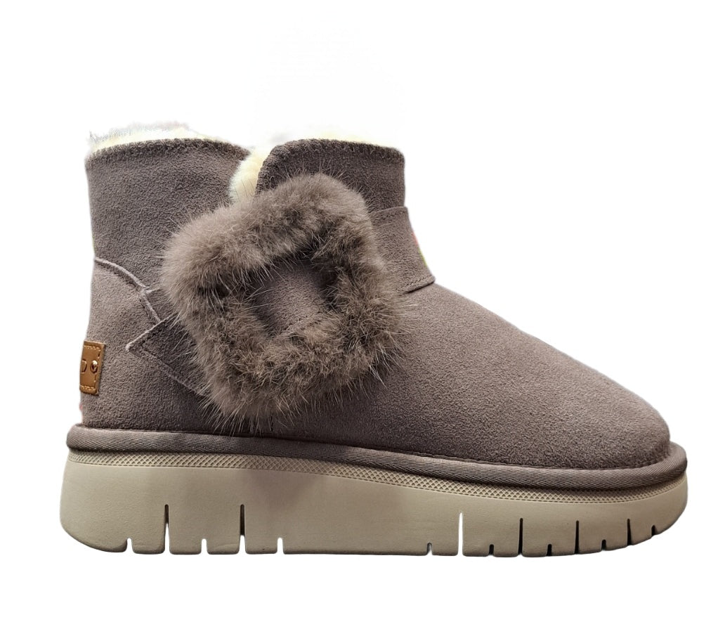 STIVALETTI IN PELLE SCAMOSCIATA CHOT GRUNLAND ECOPELLICCIA GLICINE