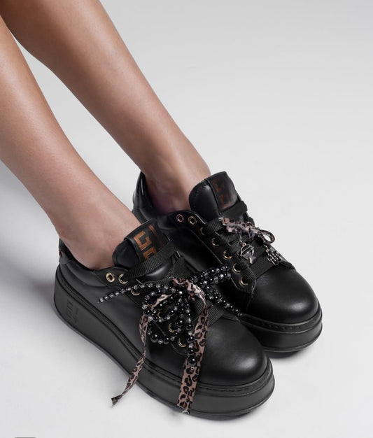 SNEAKERS GIO+ COMBI PELLE NERA CHARMS