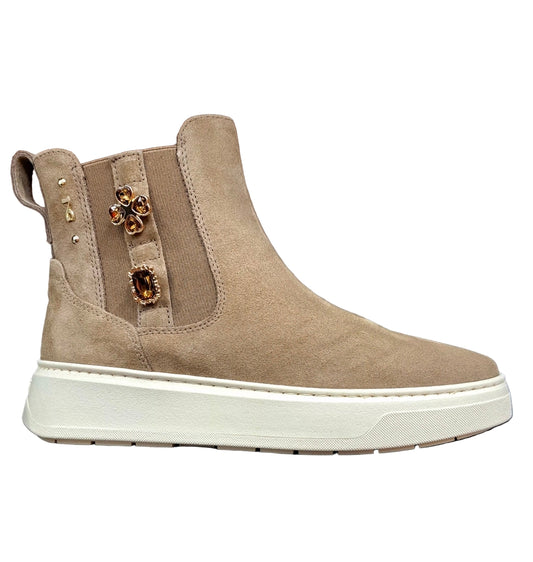 STIVALETTI PELLE SCAMOSCIATA NEROGIARDINI ARGILLA