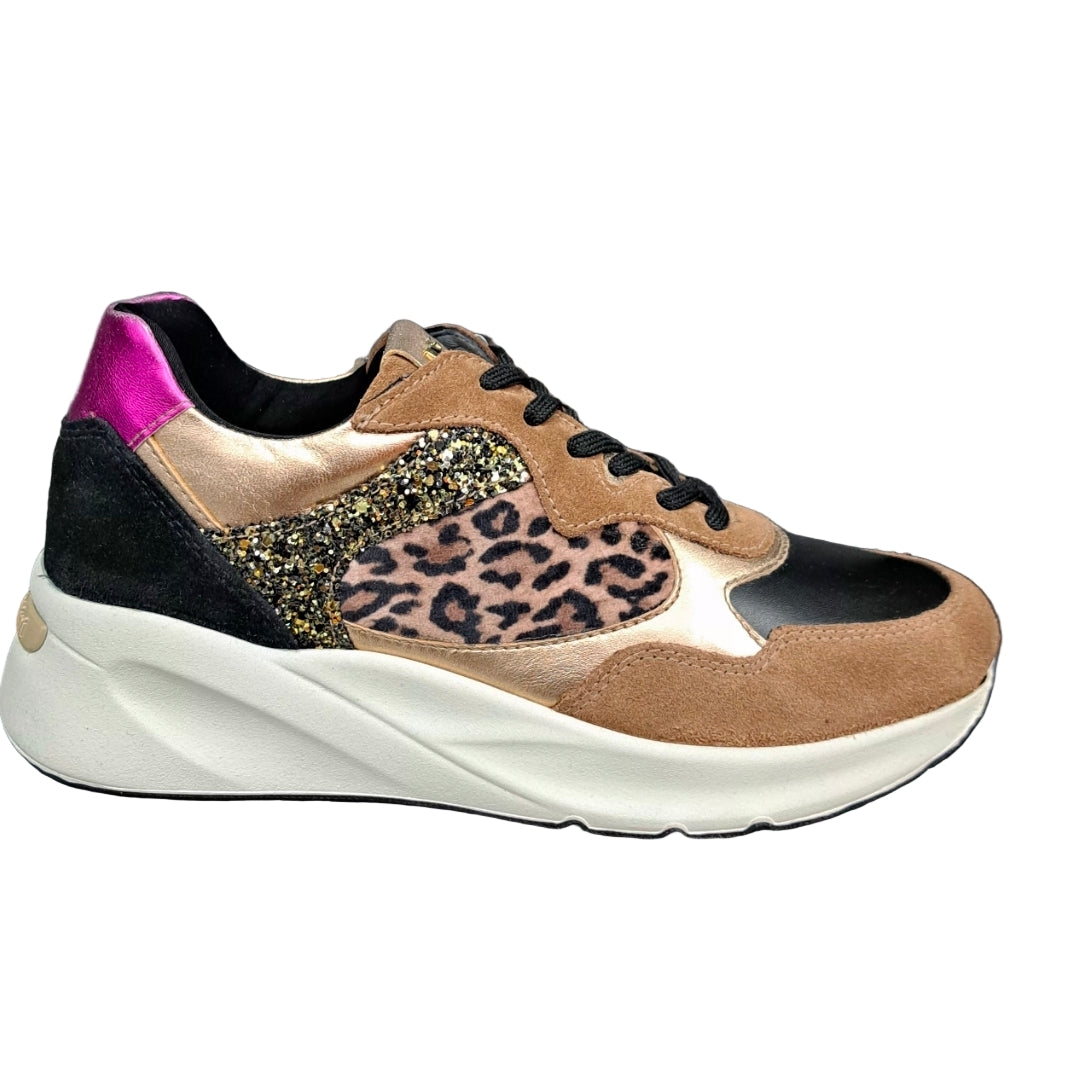 SNEAKERS GLITTER SUEDE NEROGIARDINI MULTI