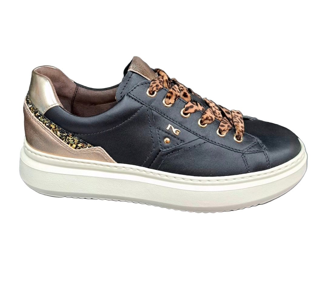 SNEAKERS GLITTER GOLD NEROGIARDINI NERO