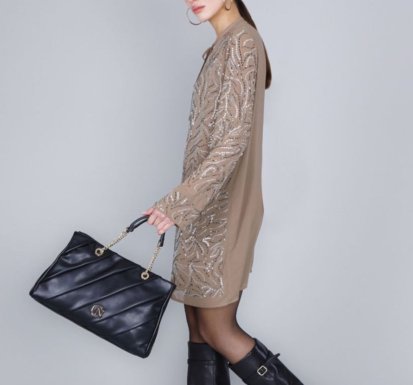 BORSE A SPALLA CAFENOIR PLISSETTATA NERA