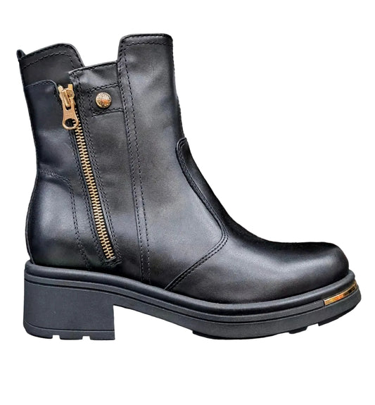 STIVALETTI PELLE NEROGIARDINI NERO ZIP GOLD