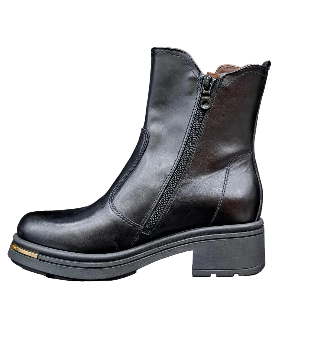 STIVALETTI PELLE NEROGIARDINI NERO ZIP GOLD