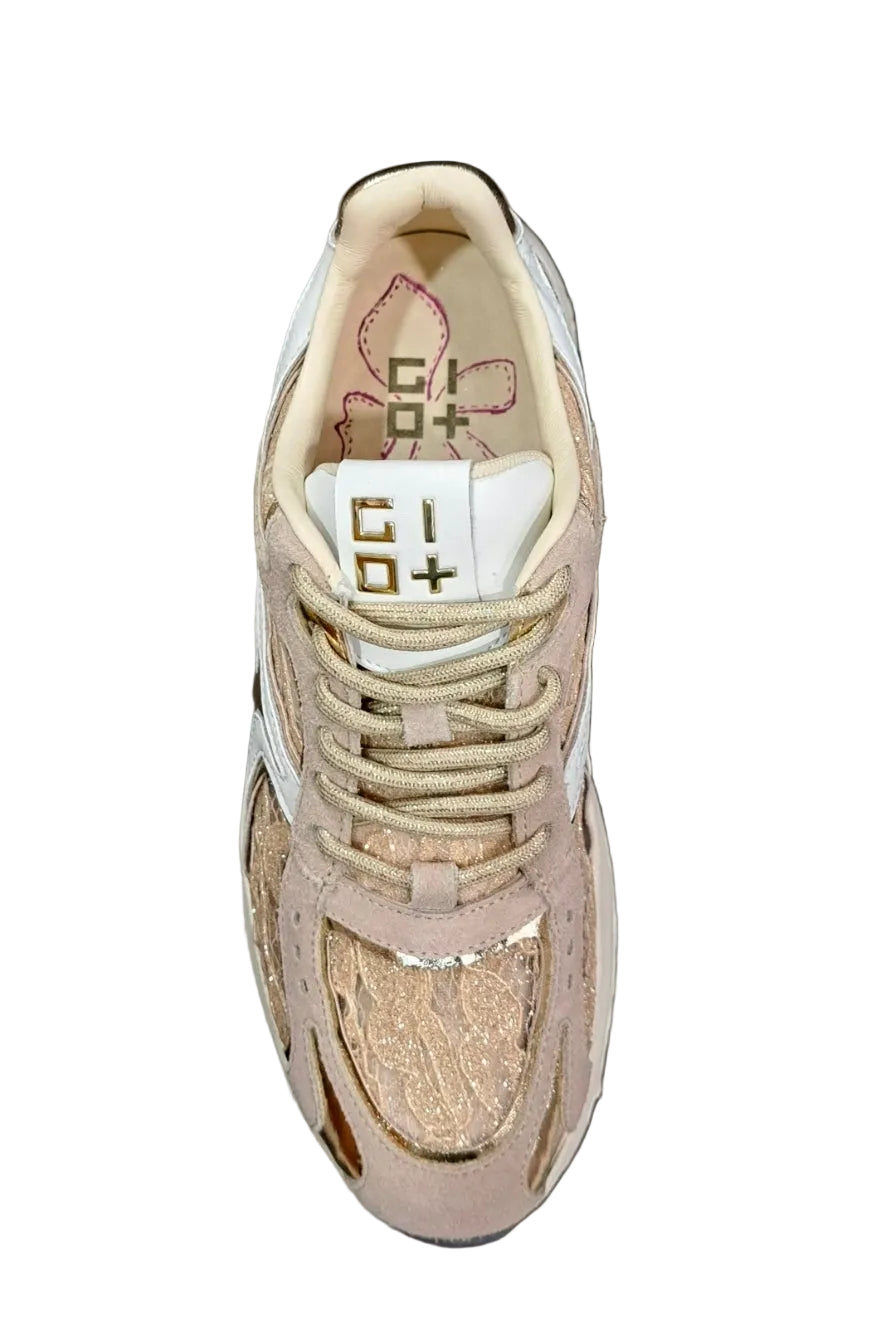 SNEAKERS PELLE E PIZZO GIO+ GOLD