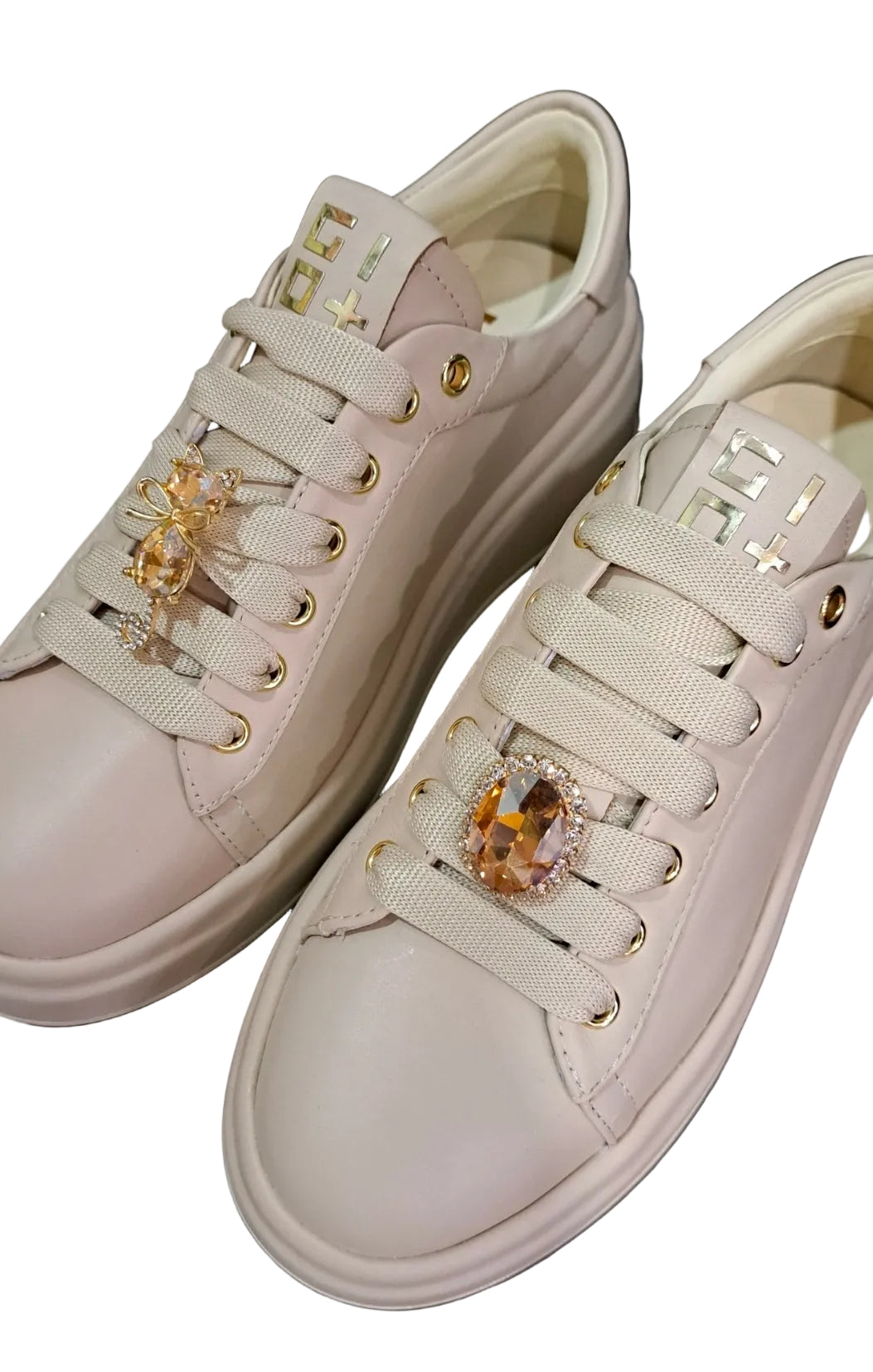 SNEAKERS PELLE GIO+ GATTO STRASS BEIGE