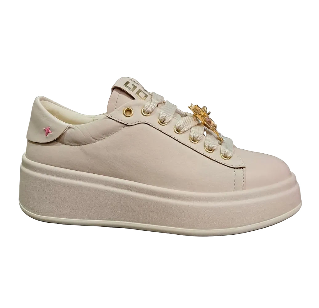 SNEAKERS PELLE GIO+ GATTO STRASS BEIGE
