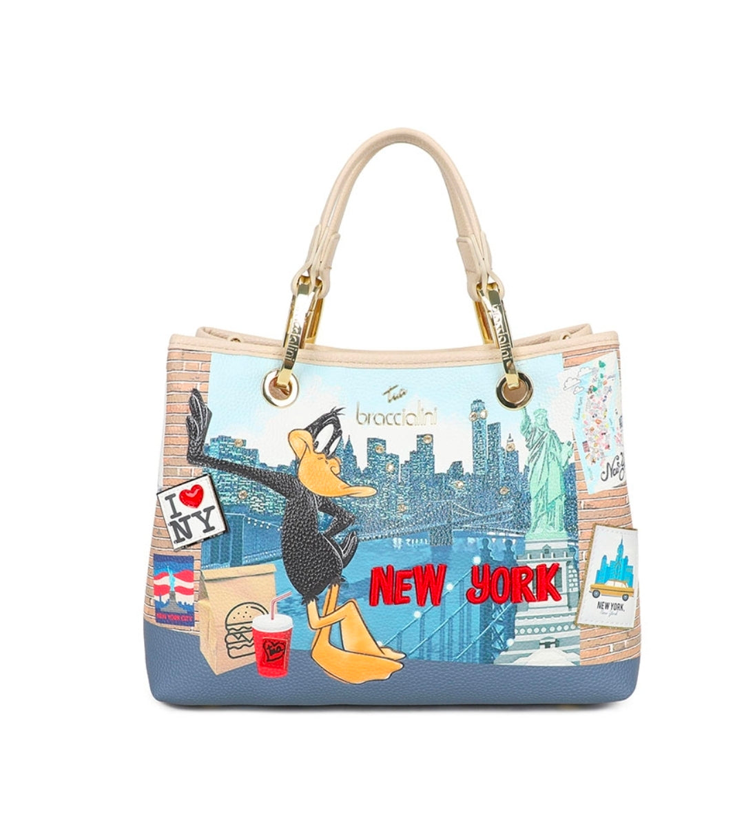 BORSE A MANO BRACCIALINI CARTOLINE LT LOONEY TUNES DUFFY DUCK NEW YORK