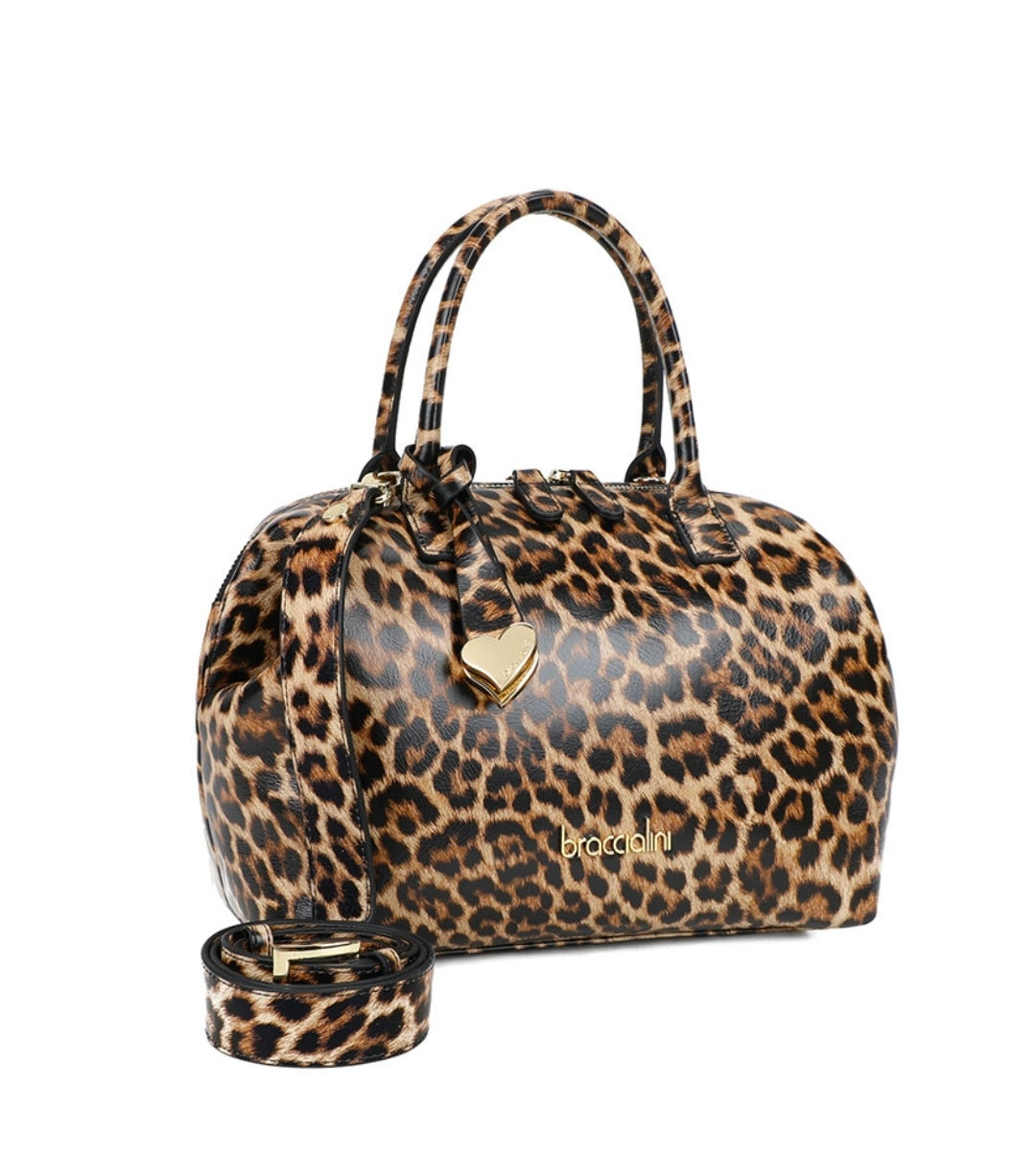 BAULETTI PELLE MICHELLE BRACCIALINI ANIMALIER MEDIO