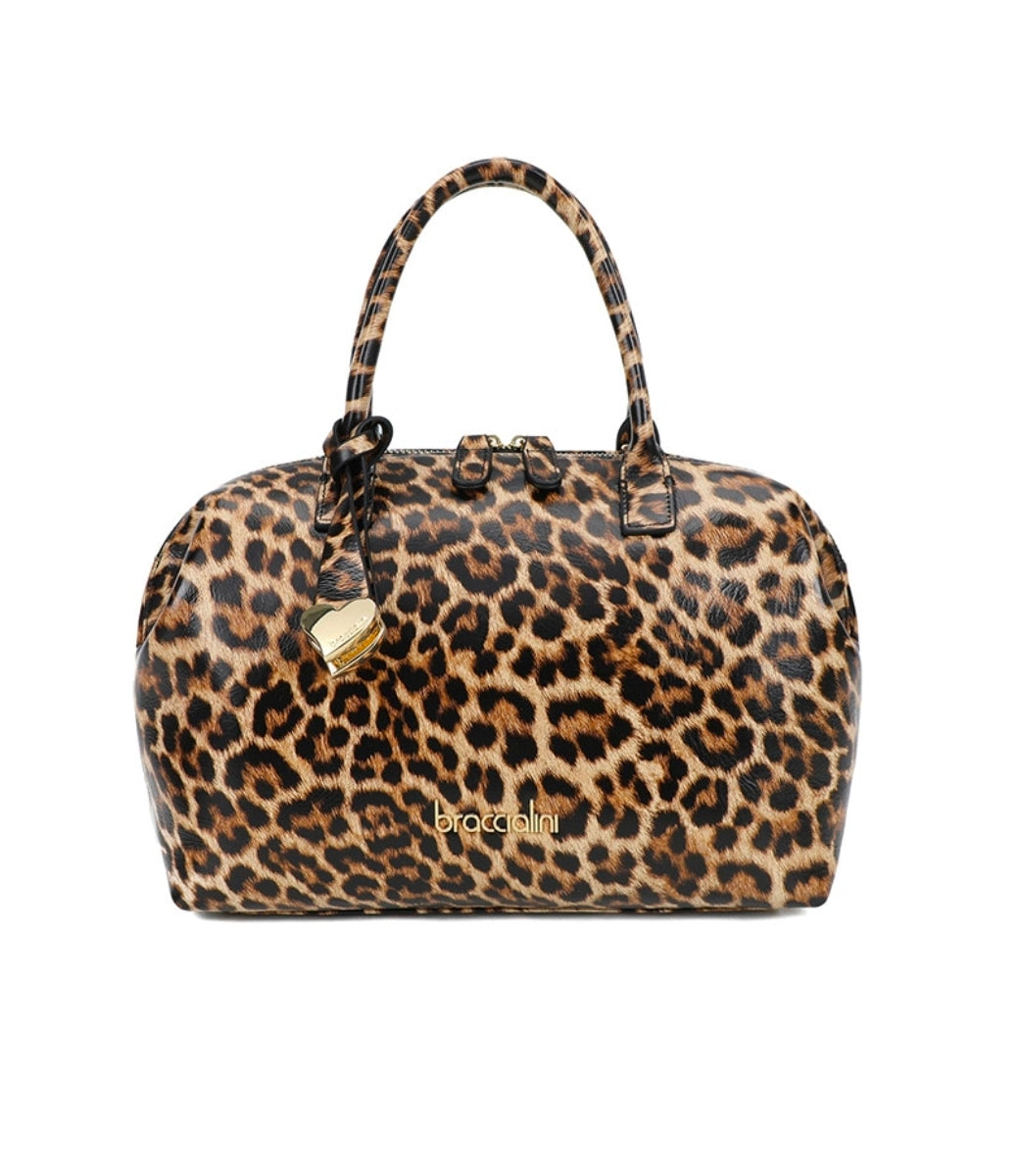 BAULETTI PELLE MICHELLE BRACCIALINI ANIMALIER MEDIO