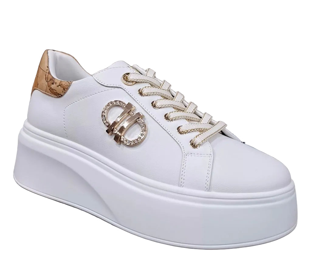 SNEAKERS ALVIERO MARTINI PLATFORM WHITE MAXI LOGO