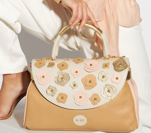 BORSE A MANO CARLA M*BRC BY MASSIMO BRACCIALINI AVORIO FIORI PELLE