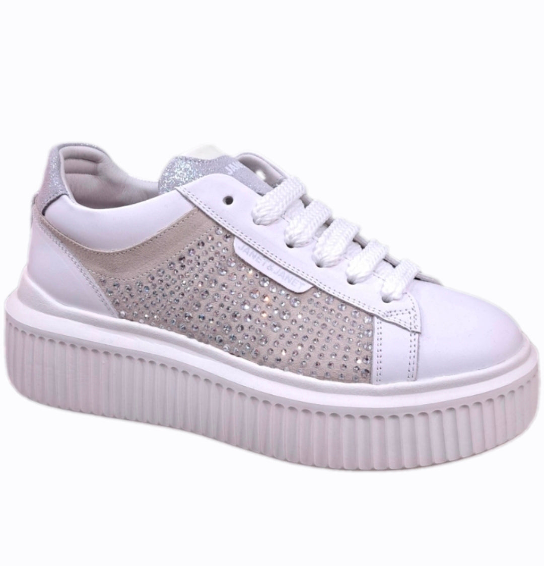 SNEAKERS PELLE JANET&JANET STRASS BIANCA