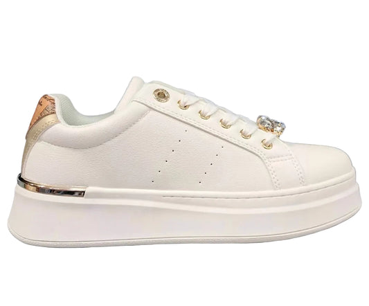 SNEAKERS STRASS GRAPPOLO DECORATIVI ALVIERO MARTINI WHITE