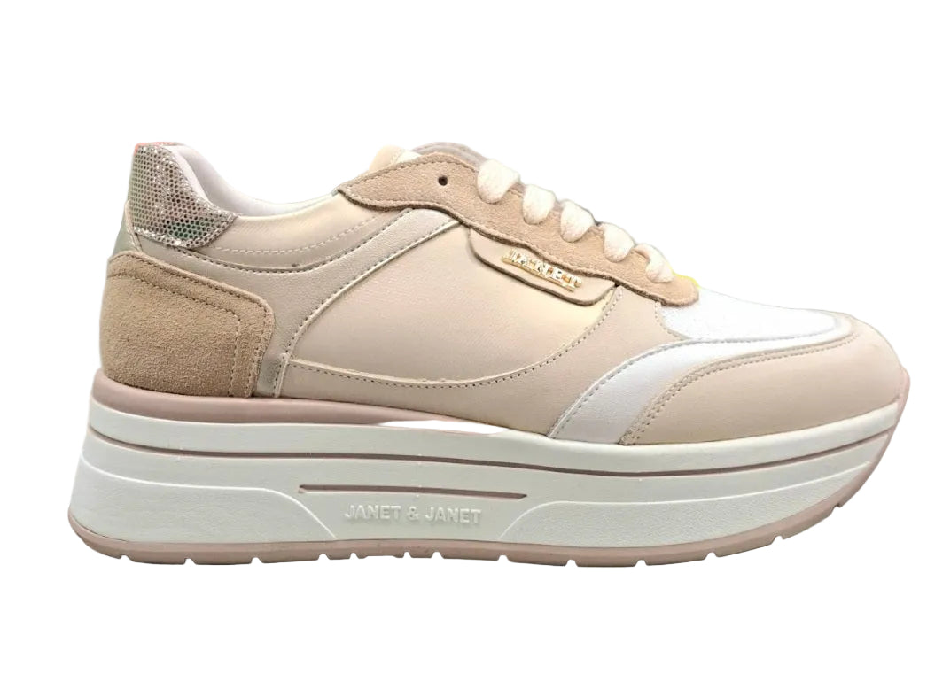 SNEAKERS PELLE JANET&JANET BEIGE E CREMA