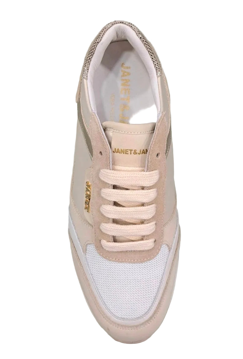 SNEAKERS PELLE JANET&JANET BEIGE E CREMA