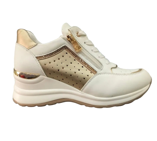 SNEAKERS STRASS INBLU ZIP BIANCA ZEPPA