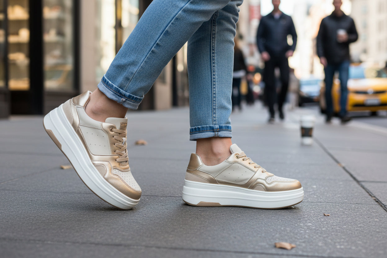 SNEAKERS INBLU MORBIDA PLATINO