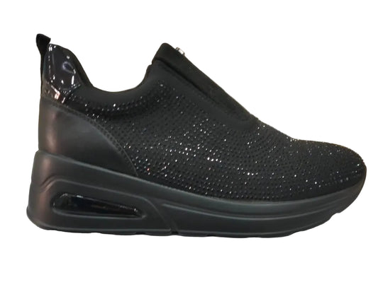 SNEAKERS ELASTICIZZATA STRASS INBLU NERA