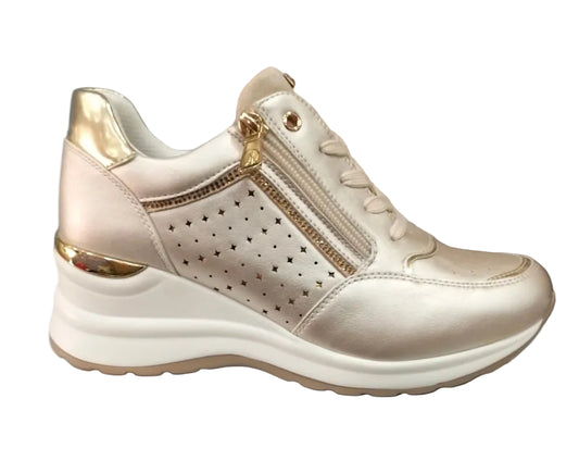 SNEAKERS STRASS INBLU ZIP PLATINO ZEPPA