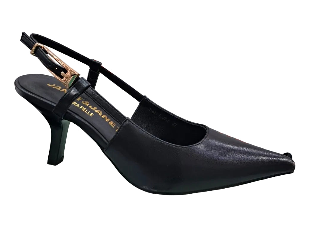 DECOLLETE' JANET&JANET SLINGBACK PELLE NERA