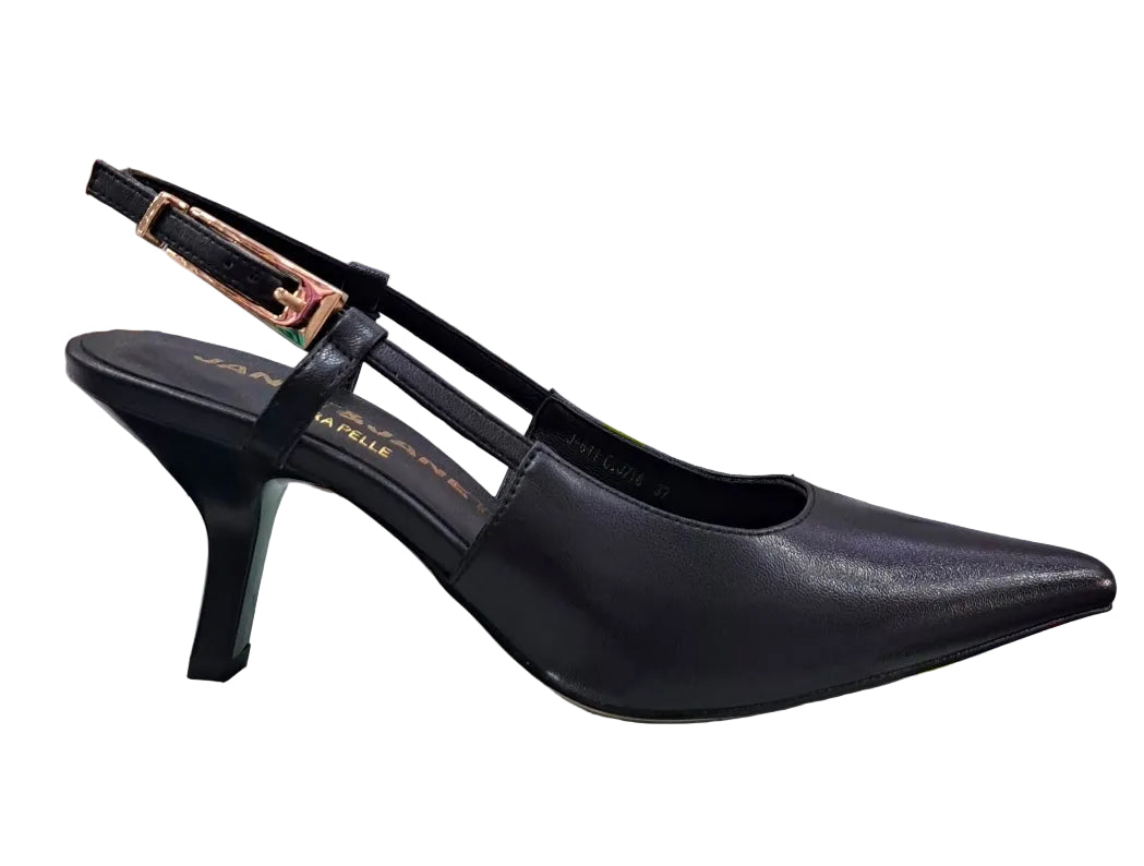 DECOLLETE' JANET&JANET SLINGBACK PELLE NERA