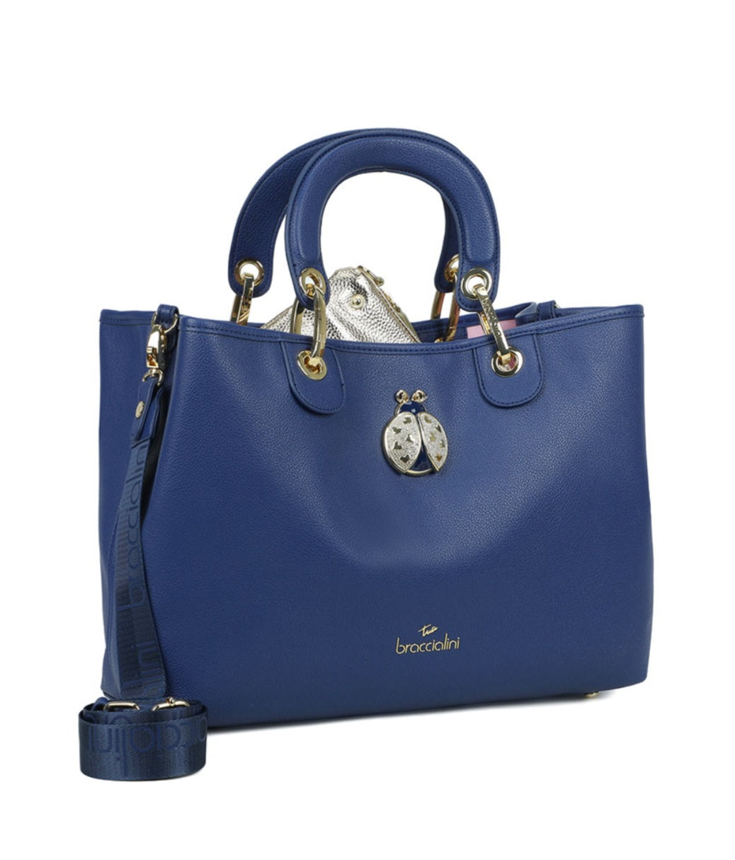 BORSE A MANO BETH JEWELS BRACCIALINI COCCINELLA STRASS BLU GRANDE