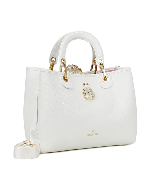 BORSE A MANO BETH JEWELS BRACCIALINI COCCINELLA STRASS WHITE GRANDE