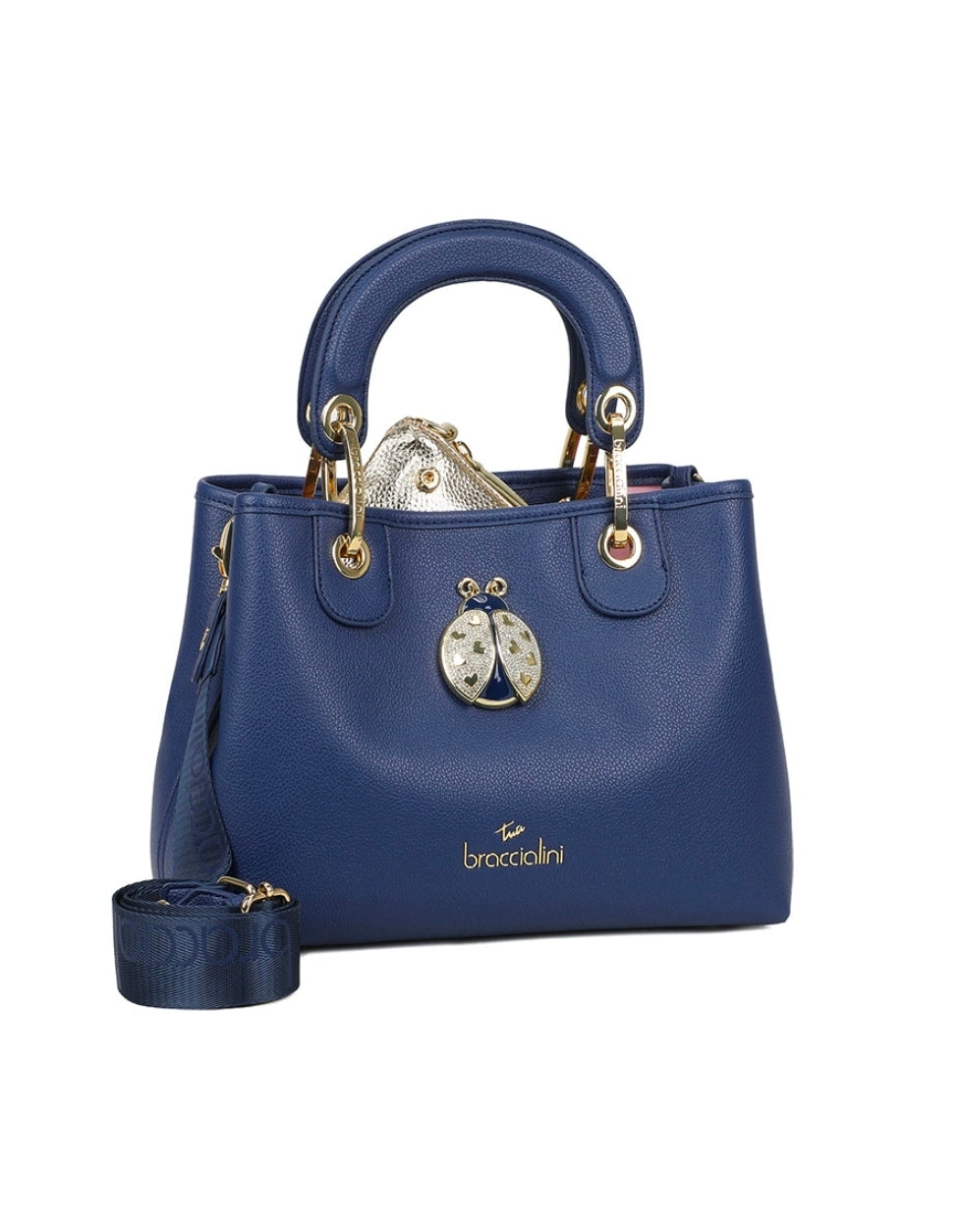 BORSE A MANO BETH JEWELS BRACCIALINI COCCINELLA STRASS BLU PICCOLA
