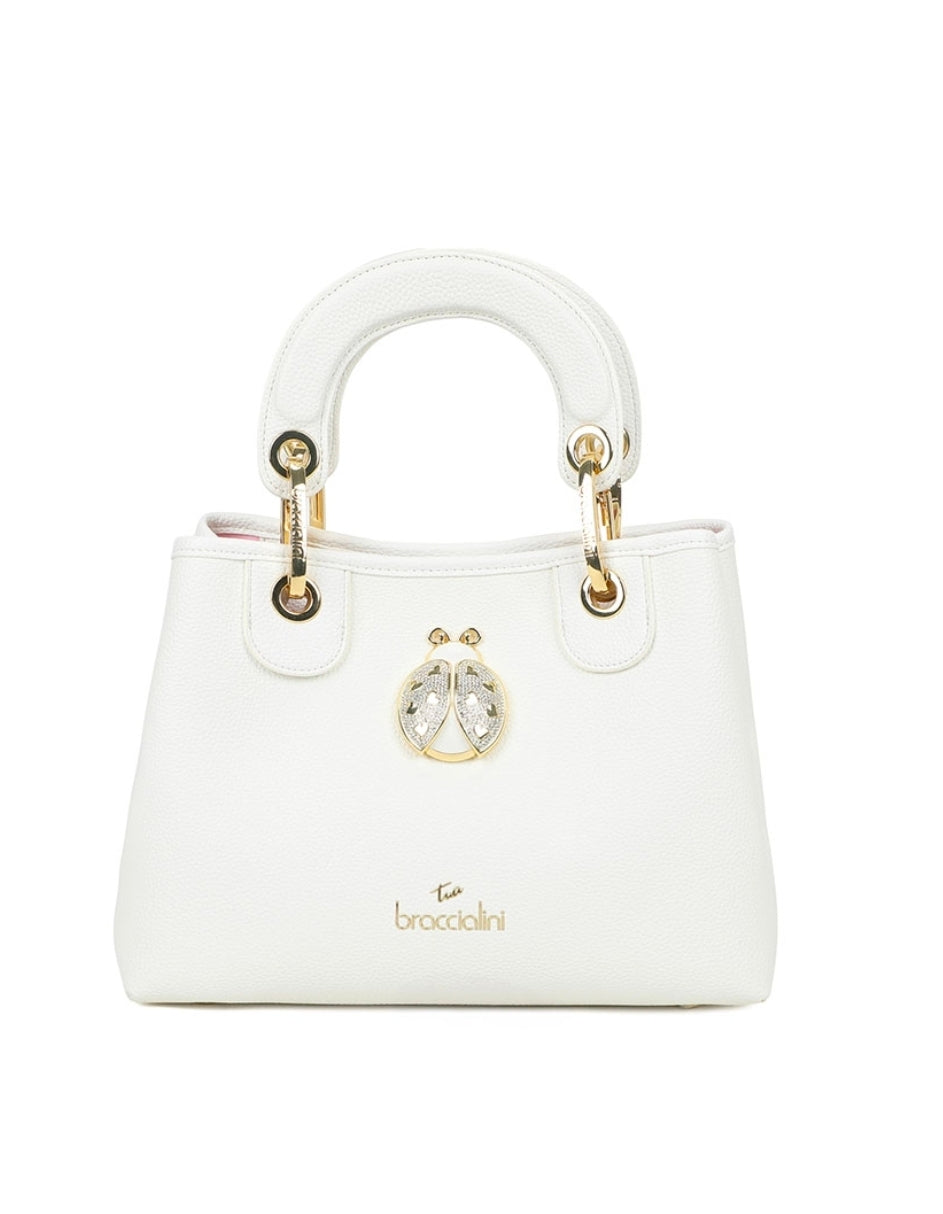 BORSE A MANO BETH JEWELS BRACCIALINI COCCINELLA STRASS WHITE PICCOLA