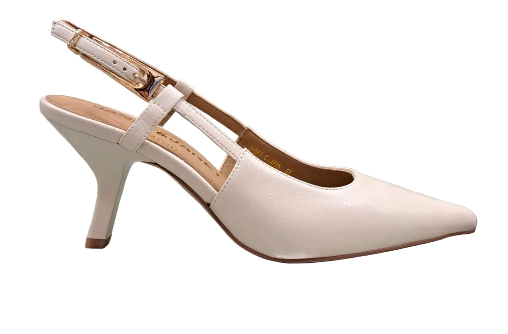 DECOLLETE' JANET&JANET SLINGBACK PELLE CREMA