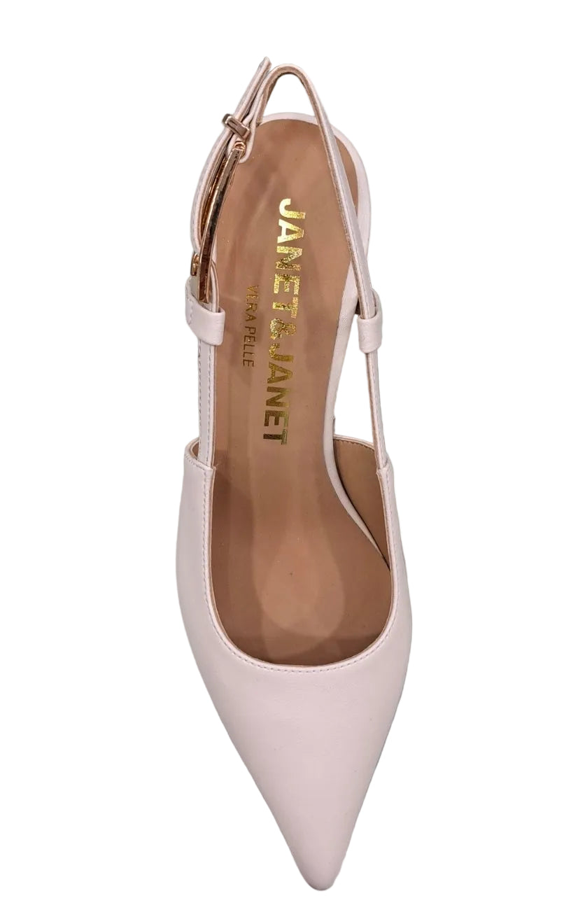 DECOLLETE' JANET&JANET SLINGBACK PELLE CREMA